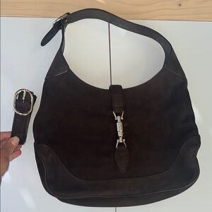 Vintage Brown Suede Gucci Jackie Hobo Bag